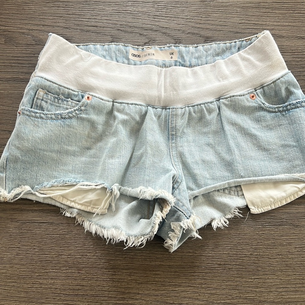 ASOS maternity denim shorts